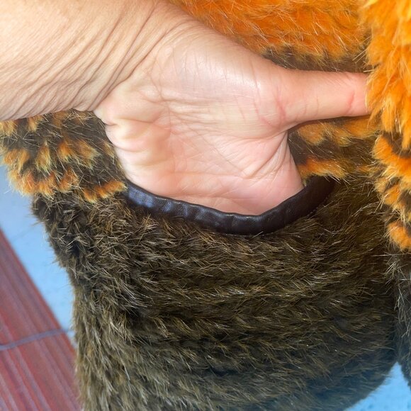 Vintage Womens Jacket Size Medium Multicolor Knitted Fur Leather Trim Custom - Picture 9 of 12